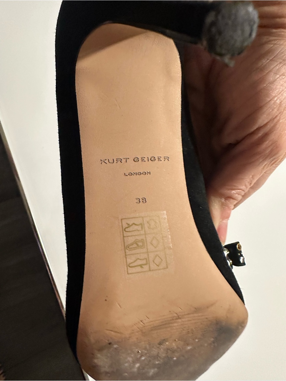 Kurt Geiger Black Embellished Pointed-Toe Heels with Stud Bow - Picture 3 of 4